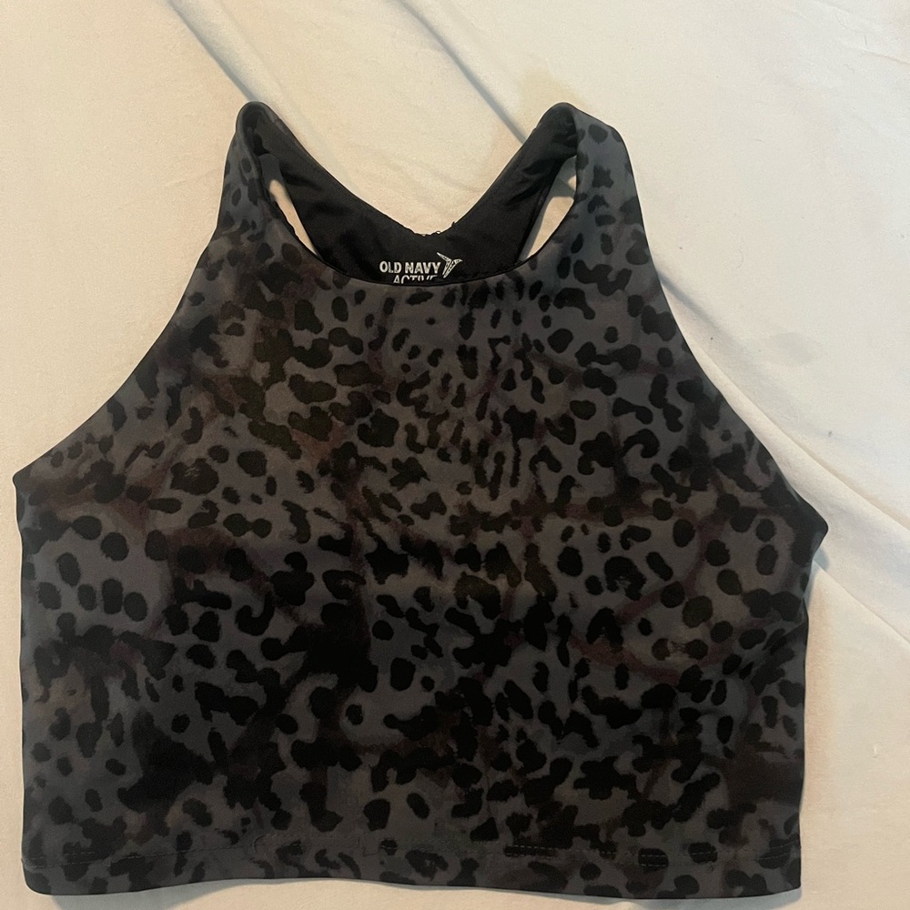 Old Navy Black Leopard Print Crop Top